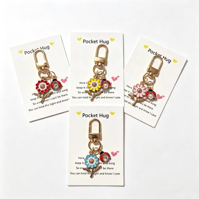 Pockethug Alloy Flower Ladybug Keychain Pendant Holiday Gift Card Bag Accessories Factory Wholesale Pockethug Alloy Flower Ladybug Keychain Pendant Holiday Gift Card Bag Accessories Factory Wholesale