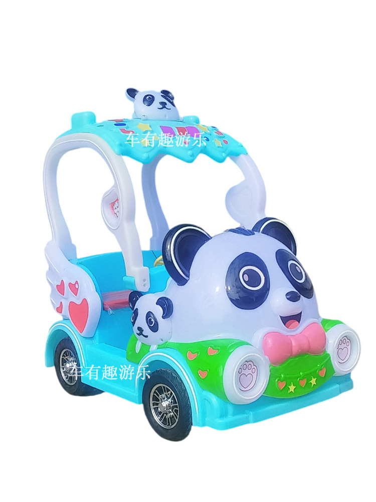 Nuevo modelo de cuatro ruedas de panda de cabeza grande coche de atracción eléctrico para padres e hijos de accidentes de carro de entretenimiento de la plaza escénica