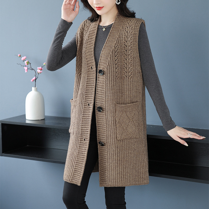 Loose Lazy Style Thick Needle Knitted Vest Women's Thick 2024 Autumn and Winter New Korean Style Simple Casual Sweater Vest Trendy