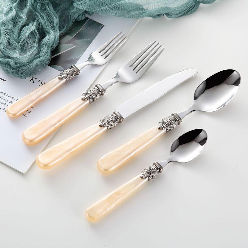 304 Stainless Steel Cutlery Set, Knife, Fork, Spoon, High-End Retro, Acrylic Handle Gift Box Cutlery Set