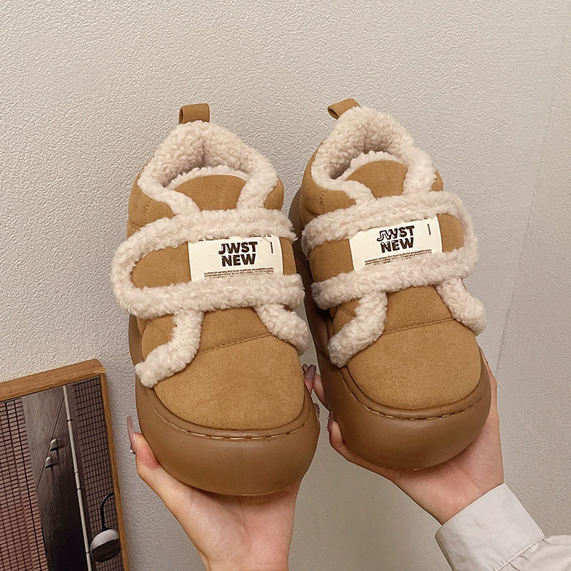 Интернет-красный взрыв плюшевый теплый толстый дно снежные сапоги женский зимний 2024 новый внешний вид универсальный высокий мягкий подошв хлопчатобумажные туфли