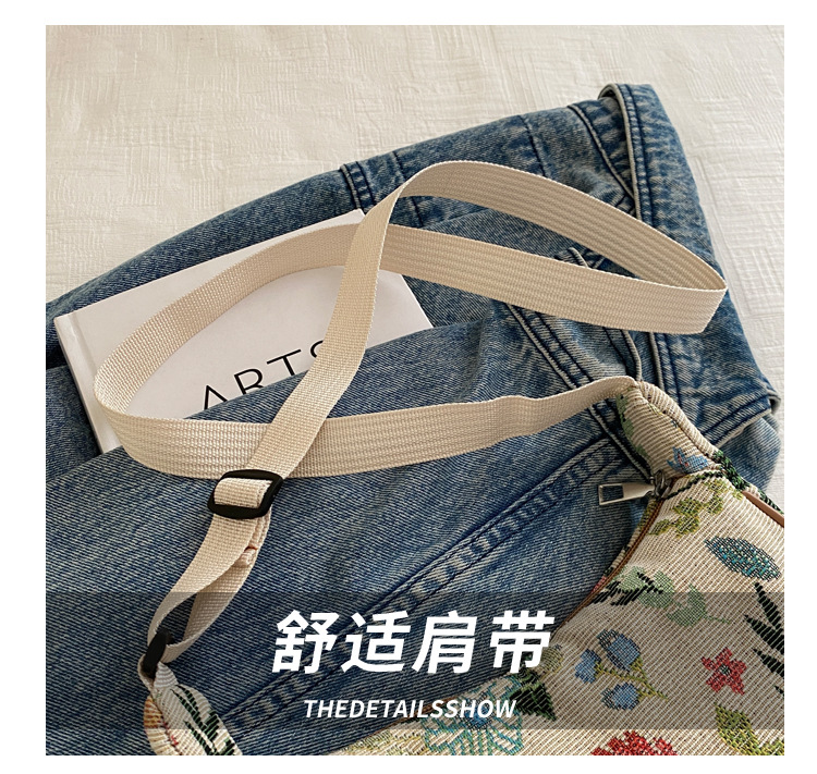 Popular fashion, simple, large-capacity printed trend 2024, fashionable patchwork canvas single-shoulder bag, small square bag, women's bag, trendy Item Picture