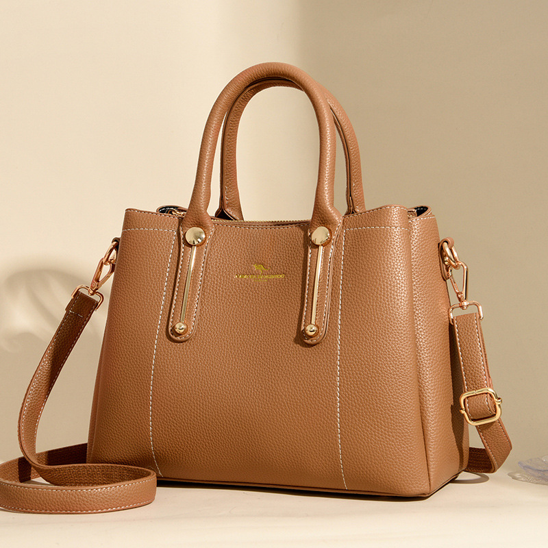 袋鼠专柜软皮手提包2024年新款大容量马鞍包经女士典单肩包斜挎包