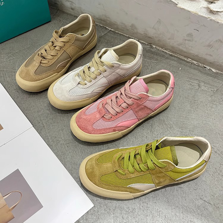 Eos Women's Shoes German Training Shoes 2025 Summer New Vintage Mesh Breathable Board Shoes Flat Casual Flat Casual Shoes
