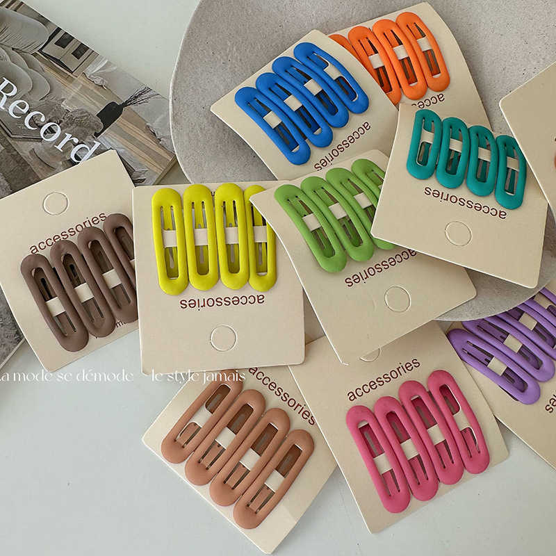 Cremefarbene Ovale Haarspangen Set 4 Tlg Matte Pony Haarclips_voghion.com