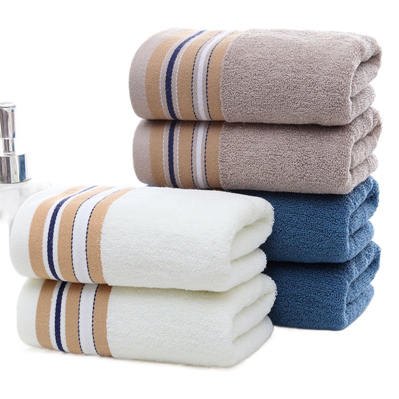 Pure Cotton Jacquard Strand Yarn Plain Color Adult Large Towel Household Face Towel Absorbent Gift Embroidered LOGO Hotel Wool