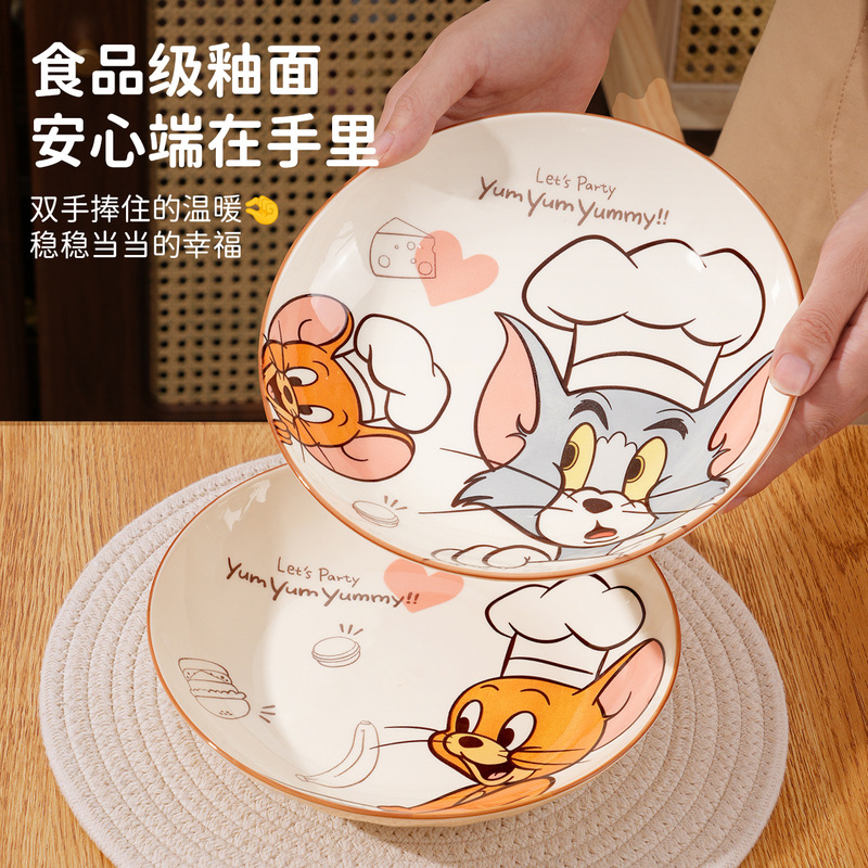 可爱猫和老鼠米饭碗卡通陶瓷餐具套装儿童家用吃饭碗女生生日礼物|undefined