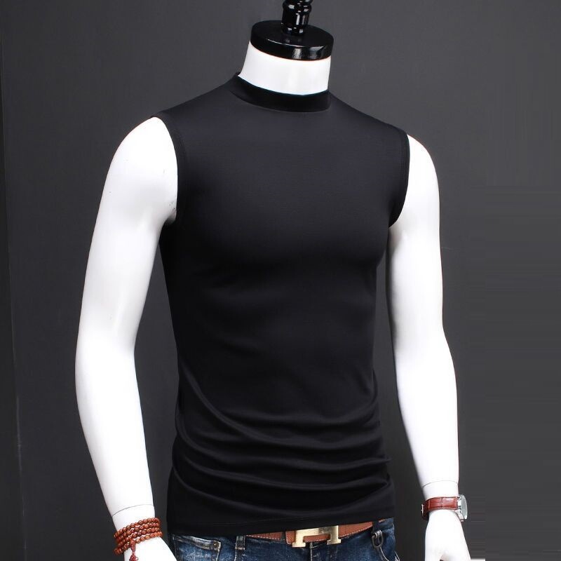 Summer New 2025 Men's Vest Sleeveless T-Shirt Men's Half Turtleneck Pure Color Slim Ins Vest Trendy Summer New 2025 Men's Vest Sleeveless T-Shirt Men's Half Turtleneck Pure Color Slim Ins Vest Trendy