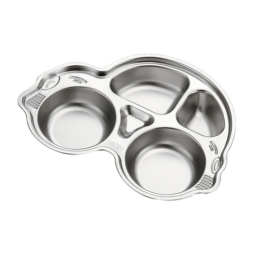 304 stainless steel children's dinner plate cartoon thickened kindergarten baby divided rice plate creative divided meal plate fast food plate
