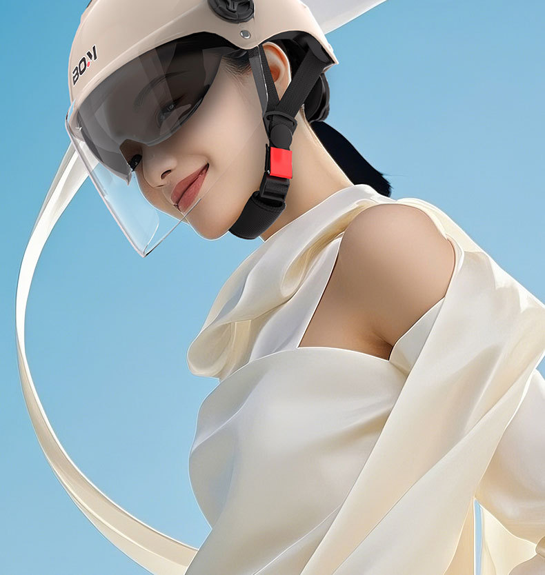 New National Standard Certified Dual-Mirror Electric Motorcycle Helmet for Women and Men, Electric Scooter Half Helmet, Summer Sun Protection Safety Helmet
