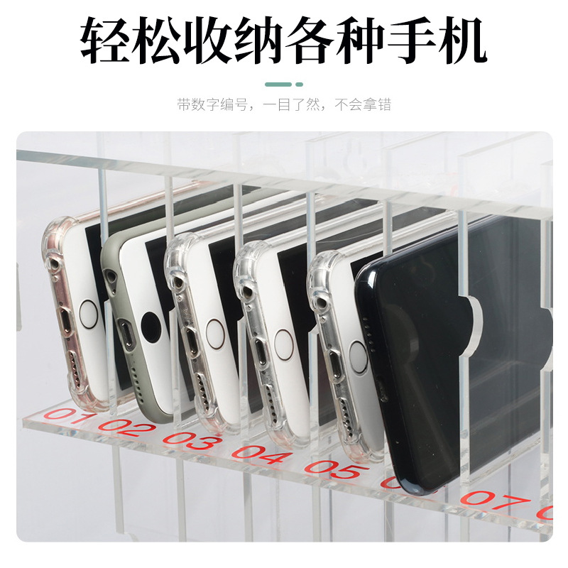 Transparent phone storage cabinet acrylic single-door wall-mounted charging cabinet factory employee lockable storage cabinet
