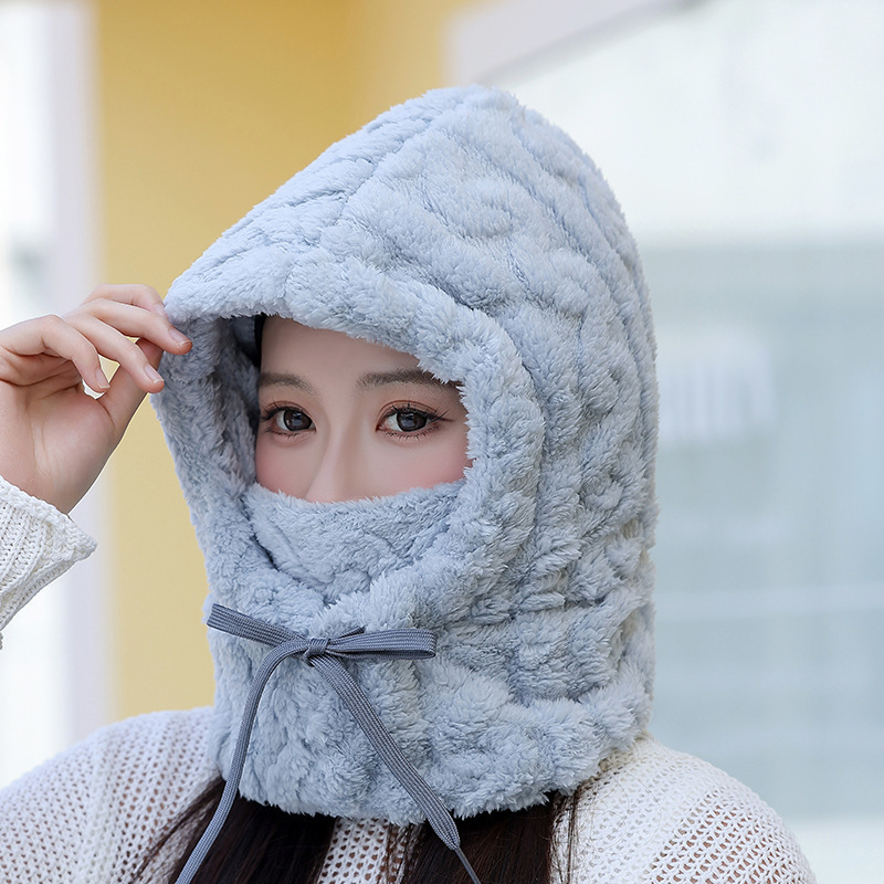 冬季男女同款围巾一体帽男防寒保暖毛绒围脖冬天耳罩显脸小大头围|undefined