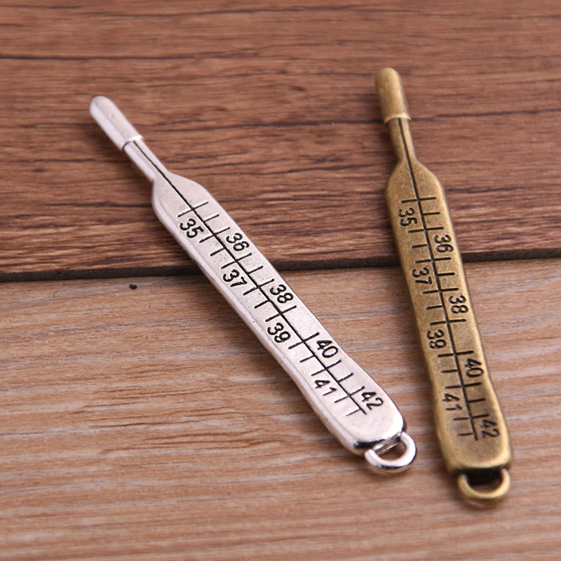 1个 2色 DIY合金饰品配件 医疗器械 体温计魅力挂件吊坠 9*71mm