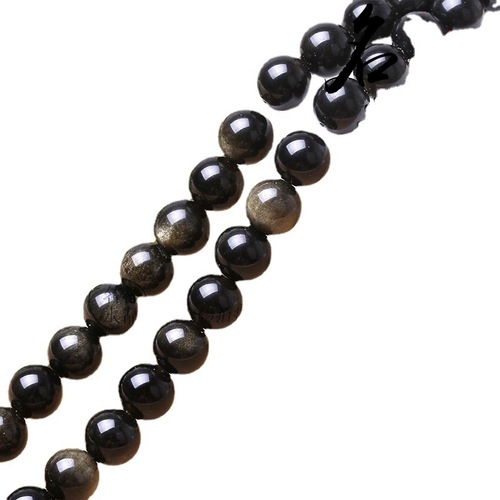 Mingdu Crystal Natural Obsidian Beads DIY Jewelry Accessories 8A Double Eyed Silver Stone Semi-finished Products Wholesale