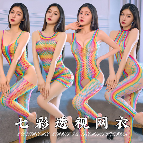 Fan Lei women's net clothing sexy style transparent fun suit colorful net socks pajamas stockings sexy underwear dropshipping
