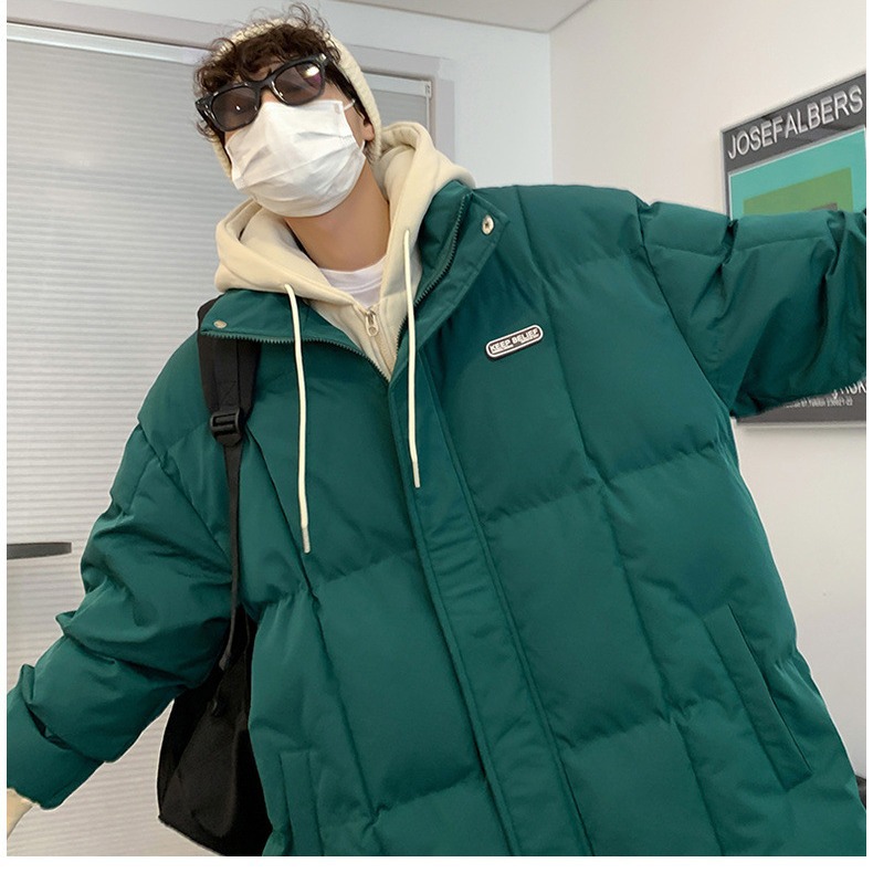 Chaqueta acolchada de algodón para hombres Otoño e Invierno forrada de lana engrosada marca de moda Chaqueta acolchada de algodón para jóvenes Estudiante de secundaria falso Abrigo acolchado de algodón de dos piezas