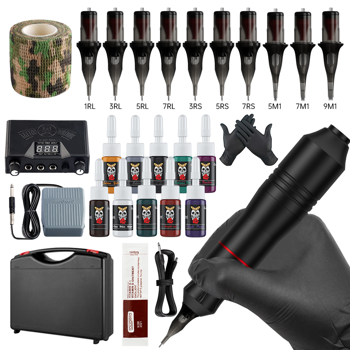 Traje de tatuaje caliente transfronterizo tatuaje pluma cubierta pluma tatuaje traje de máquina tatuaje todo en uno traje de máquina
