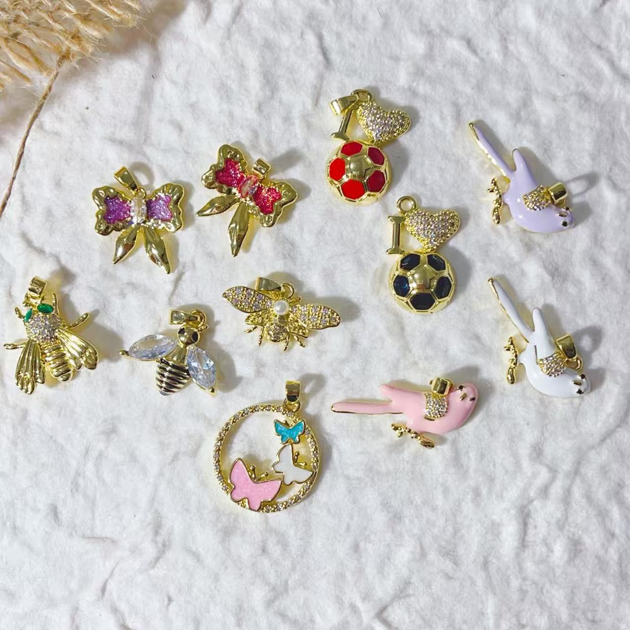 新款欧美动物系微镶锆石小蜜蜂小鸟系列鸟蝴蝶