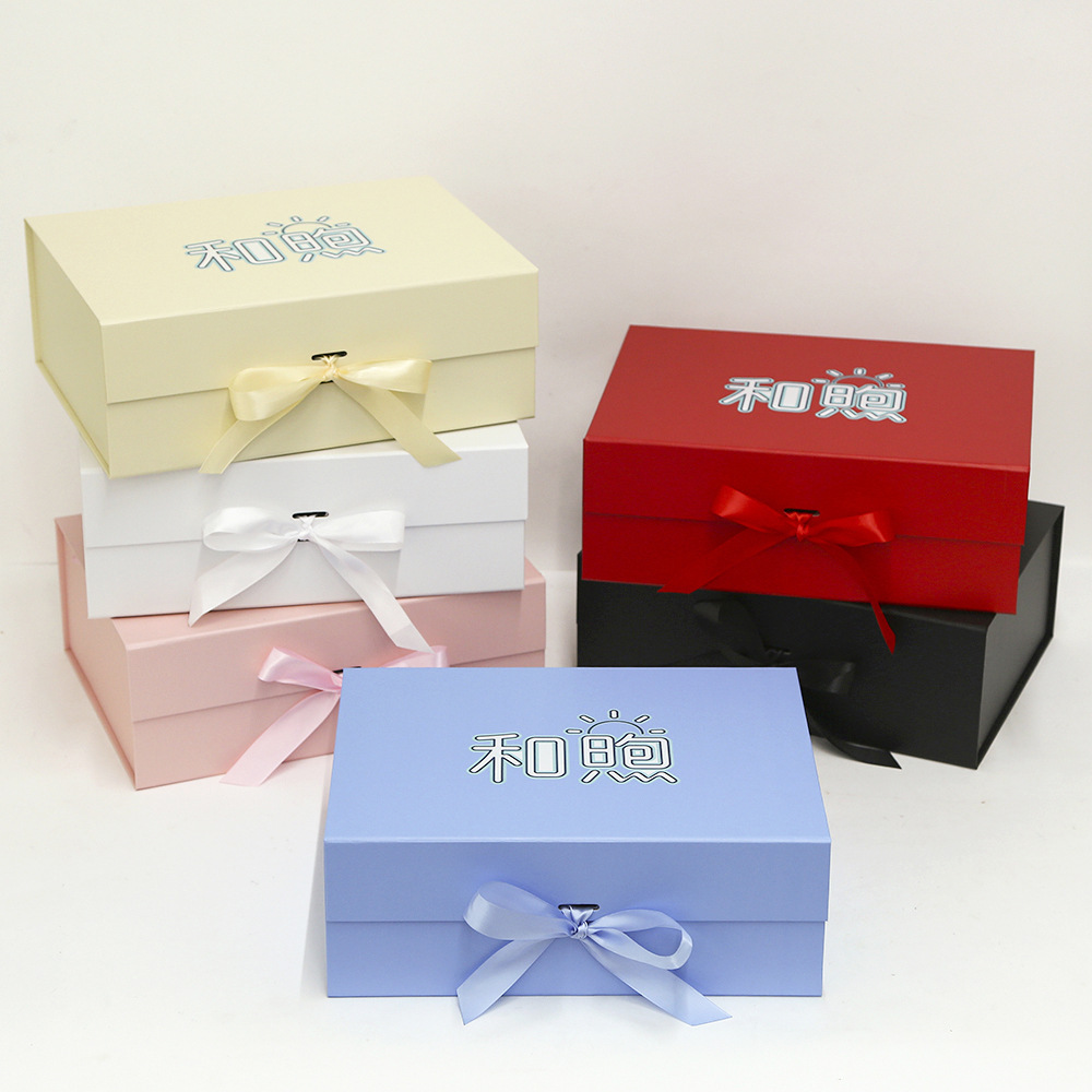 Inventario puede fijar logotipo flip caja plegable al por mayor caja de embalaje de arco caja de regalo plegable transfronteriza una pieza caja de regalo