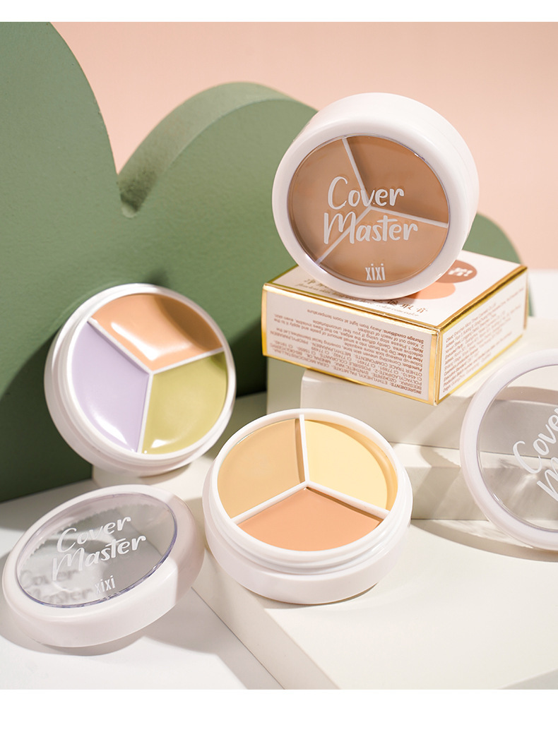 Makeup xixi Cleansing and Holding three-color Concealer for facial coverage of spots, acne marks, tear troughs and dark circles undefined