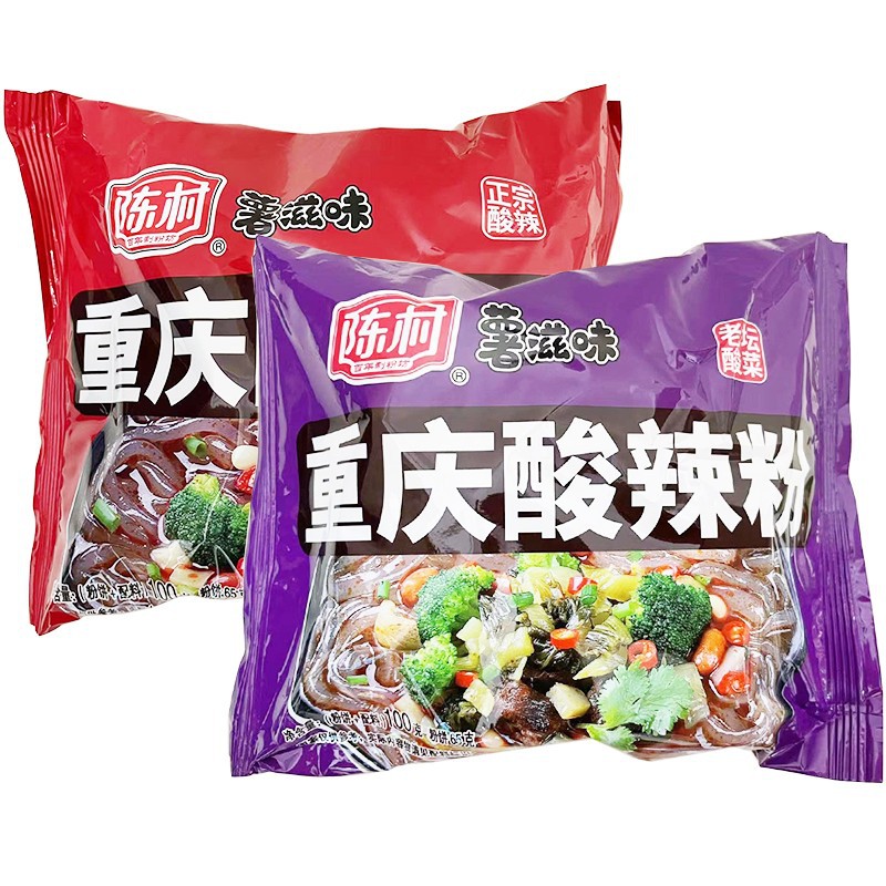 Chen Village Chongqing Sour and Spicy Potato Flavor 100g Bagged Non-fried Instant Noodles with Red Potato Vermicelli Convenient Quick-Cooking Noodles