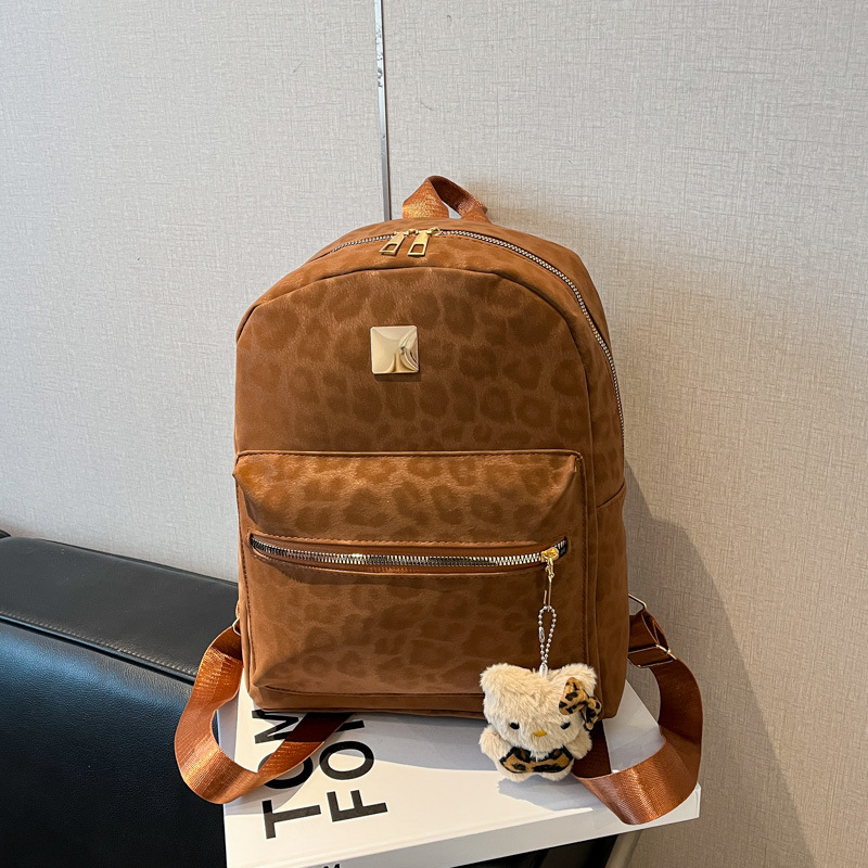 Mochila de moda coreana de otoño nueva mochila de aire extranjero retro de gran capacidad de leopardo mochila escolar de viajes casuales