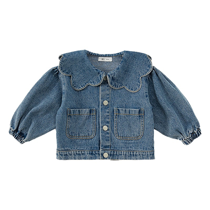 Ropa infantil Youbao, chaqueta vaquera estilo coreano para niñas, primavera y otoño, cuello de encaje, top vaquero infantil, cárdigan informal