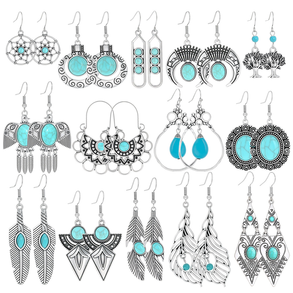 Cross-Border Hot-Selling Bohemian Style Earring Set, European and American Popular Antique-Style Earrings, Amazon Jewelry Manufacturer Wholesale