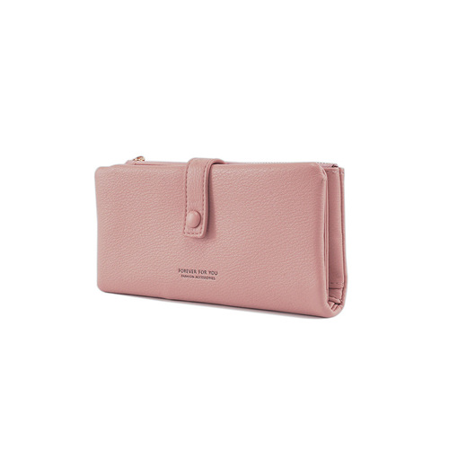 Cross-border new simple style trendy women's mid-length wallet solid color retro multi-card slot multi-function wallet bag for women