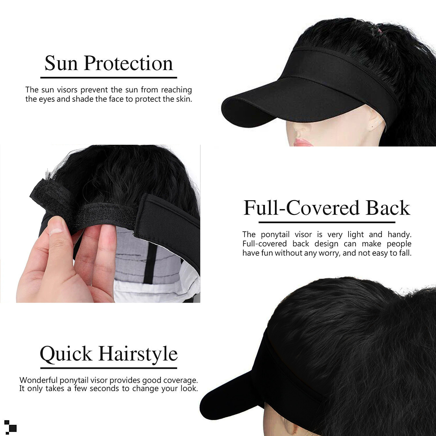 Dames baseball cap met geïntegreerde pruik voor paardenstaart_voghion.com