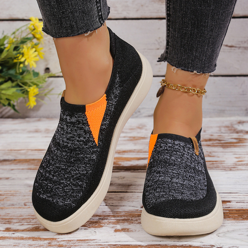Women's Solid Color Breathable sneaker, Soft Bottom Lightweight Slide Walking Shoes, Low-top Knitted Casual Shoes Women's Solid Color Breathable sneaker, Soft Bottom Lightweight Slide Walking Shoes, Low-top Knitted Casual Shoes