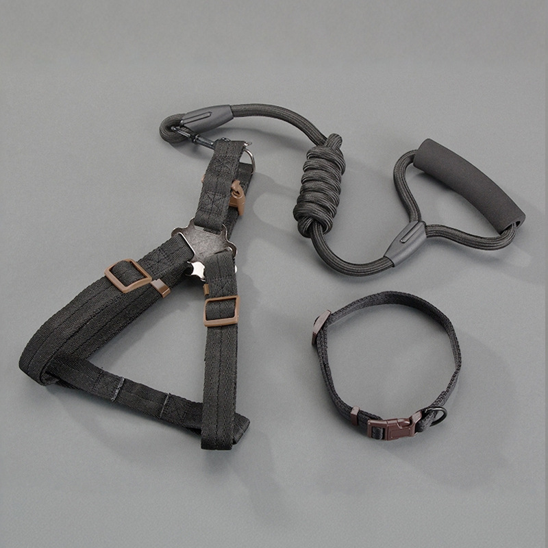 3 피스 세트-검은 색 긴 로프 (가슴 등 + 칼라 + 3 m 로프)