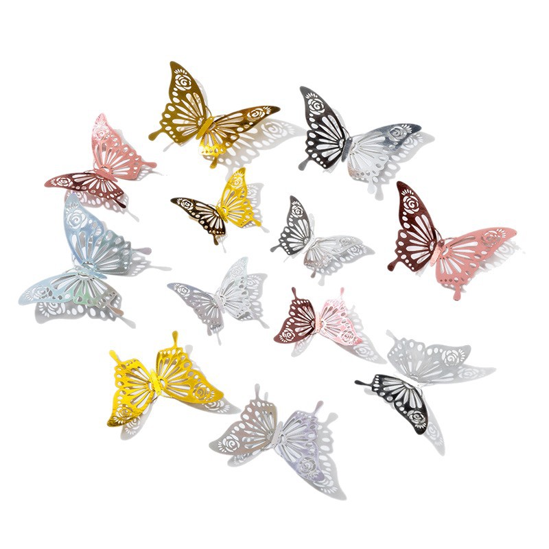 3D estereoscópico mariposa pared decoración de alta sensación autoadhesiva pared decoración de fondo de la casa sala de estar fiestas diseño pegatinas