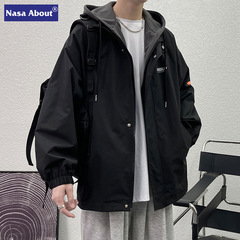 NASA フェイクツーピースカジュアルジャケットメンズ 2025 春と秋の新作大きいサイズ学生ワークジャケットルーズトレンディブランド