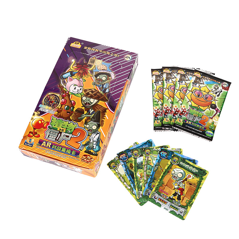 Dragon Family Plants vs. Zombies 2 게임 블라인드 박스 카드 팩 AR 페어링 트레이딩 카드 보드 게임 카드