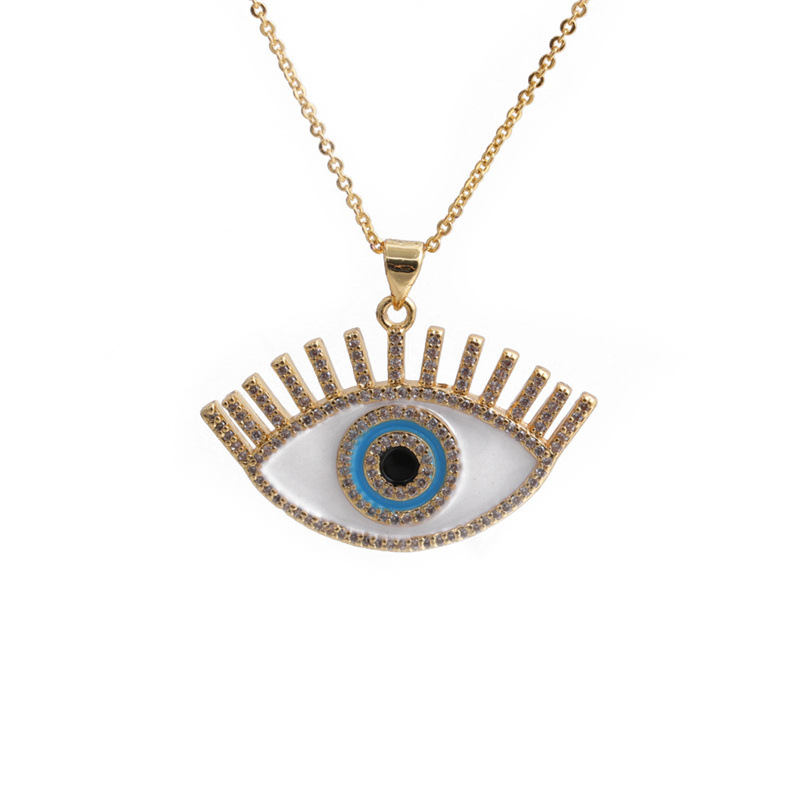 fashion devilu0027s eye heart pendant copper micro-inlaid zircon necklace