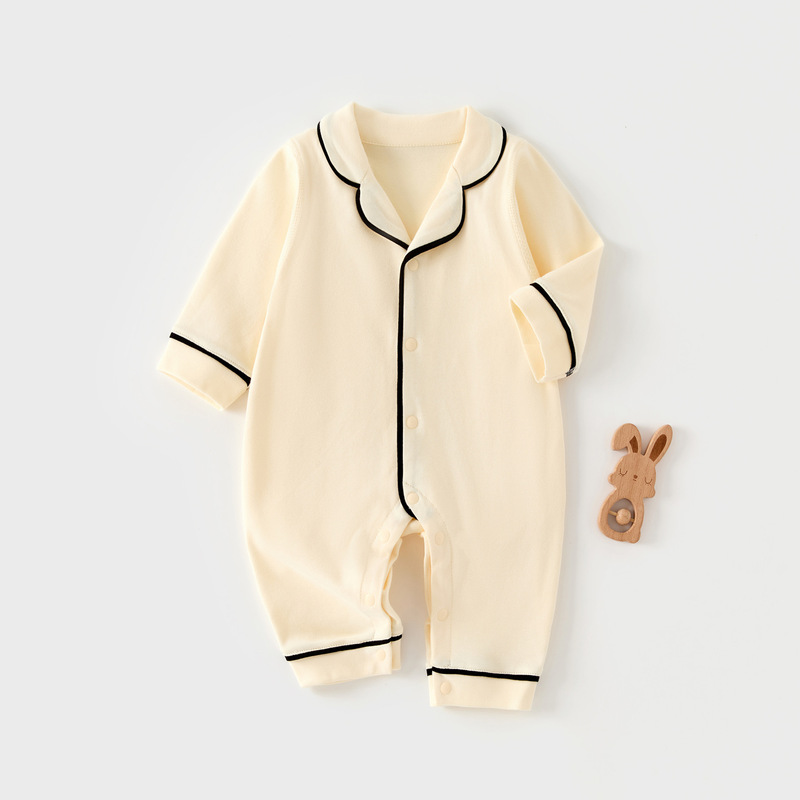 婴儿连体衣春季季爬服家居服新生儿纯棉 a类衣服宝宝翻领外出哈衣|undefined