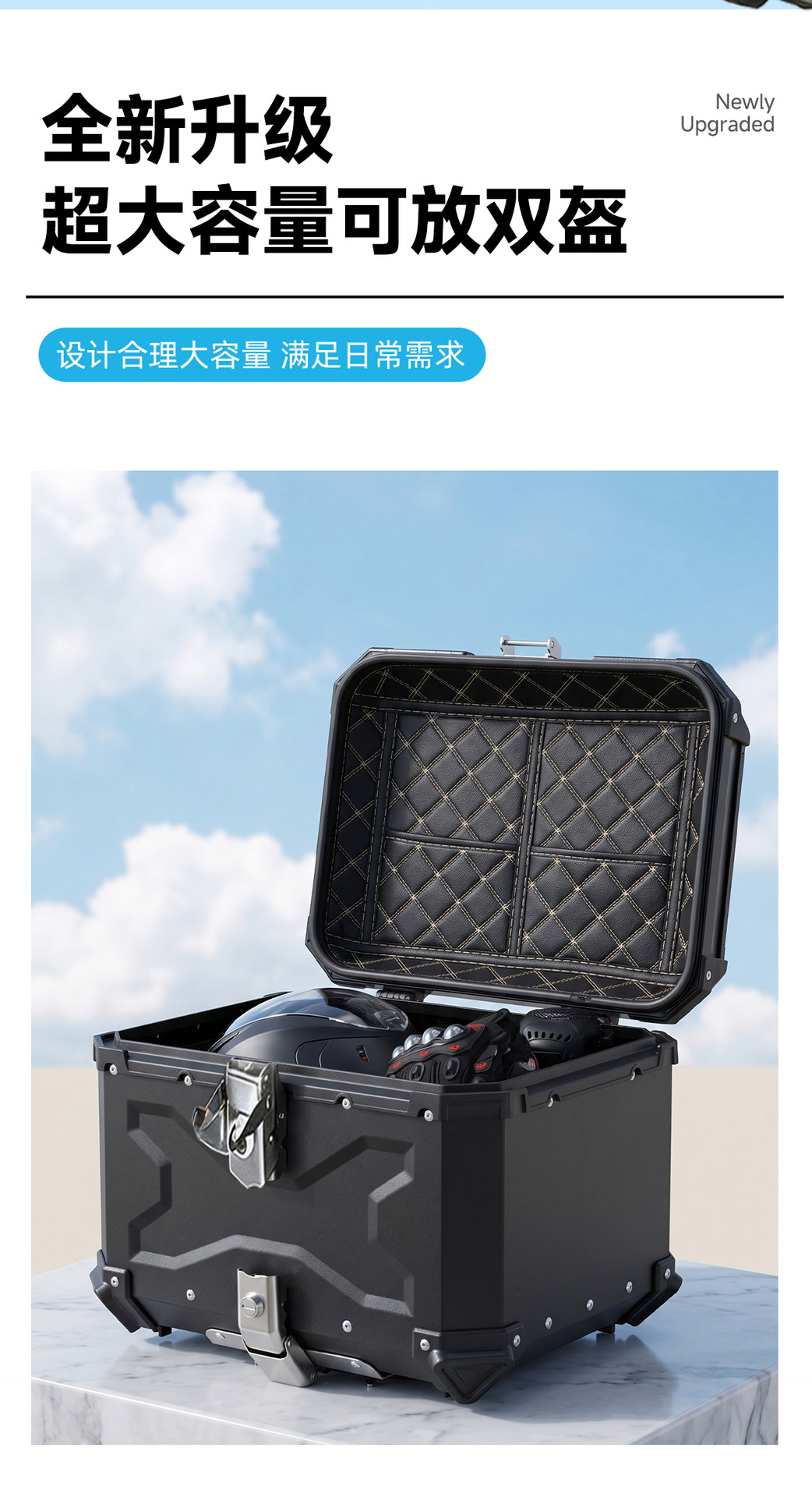Directly supplied by the manufacturer, aluminum alloy motorcycle tail box, waterproof quick-release storage box, 45L/55L/65L storage box