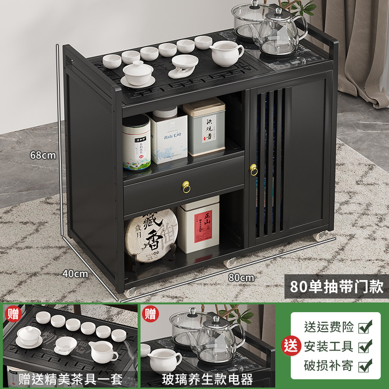 Mesa de té móvil balcón casa pequeña mesa de té carrito de té hervidor de agua integrado gabinete de té con ruedas mesa lateral de té juego de té traje