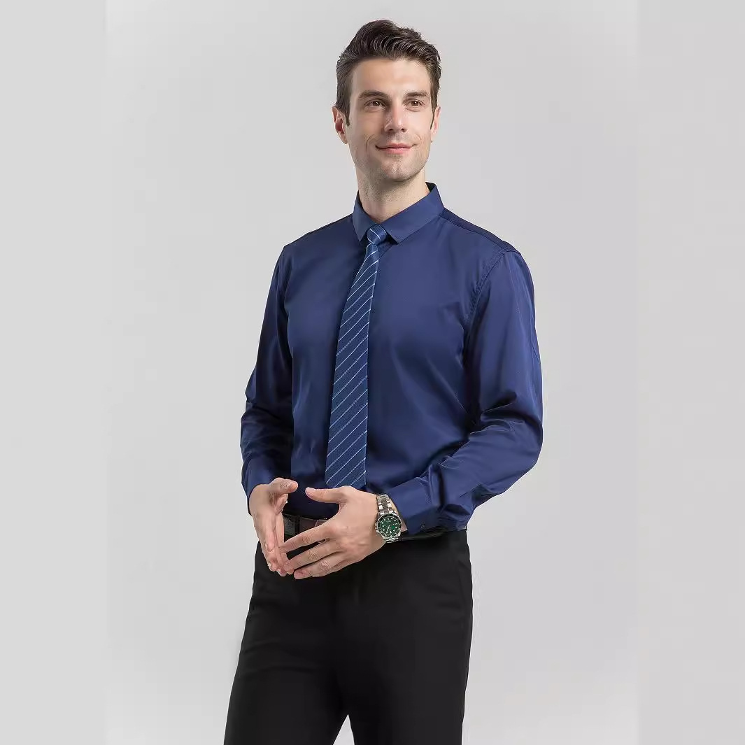 Camisa blanca de venta caliente para hombre Camisa de manga larga para hombre de negocios de primavera Traje delgado Camisa de pulgadas Ropa formal de trabajo profesional