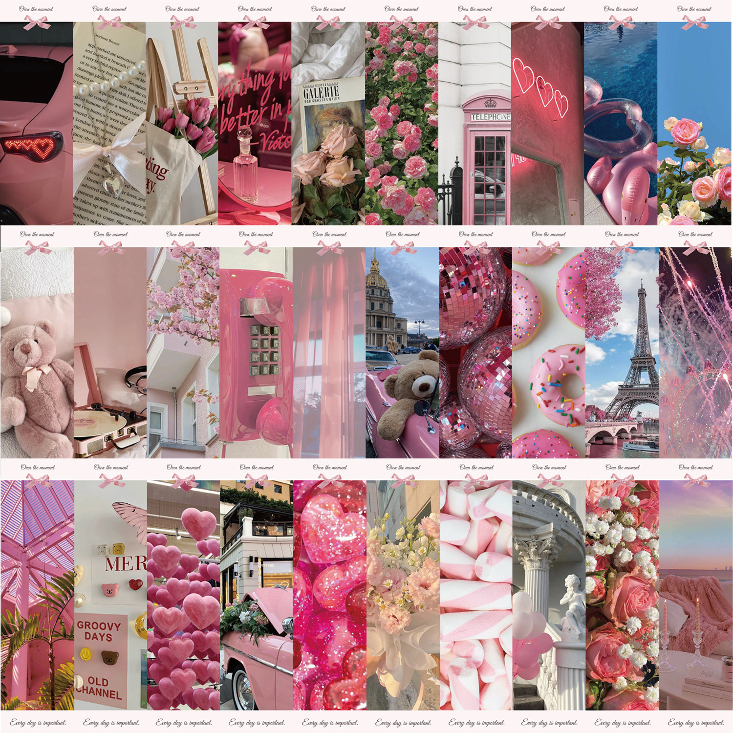 65g Weight Bookmark Stationery Type 30 Sheets Per Bag Quantity Learning Occasion White cardboard Material Heart Shape, Flower Pattern Korean Style Style Pink Color 30 Sheets Per Bag Heart Shape Flower Learning White Cardboard Korean Style Bookmark 2