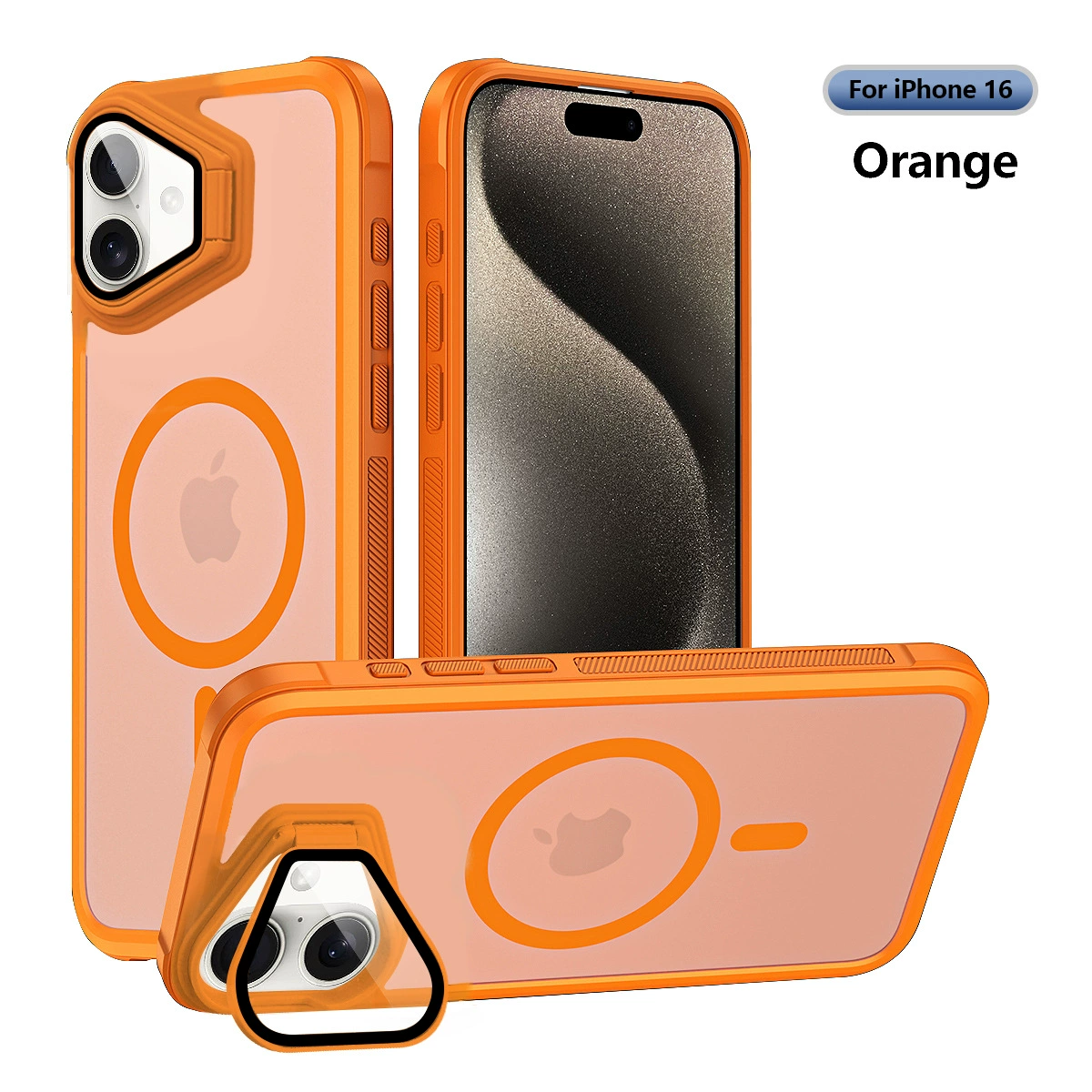Новая модель подходит для iPhone16 Qiying кожаный ощутимый акриловый держатель магнитный всасывающий чехол Apple 16Plus/ProMax чехол