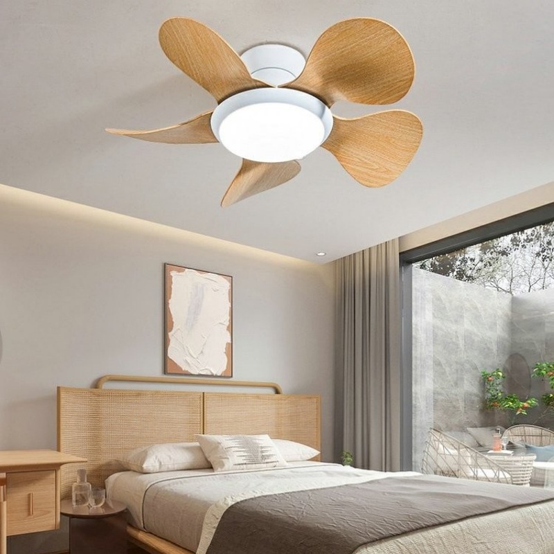 Lámpara de ventilador de techo nuevo balcón lámpara de ventilador de techo dormitorio comedor casa piso bajo ventilador eléctrico lámpara Nordic exportación