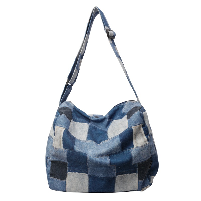 Bolso de gran capacidad de diseño de nicho para mujer 2024 nuevo bolso de mezclilla para mujer bolso de mensajero de un solo hombro de color de contraste de moda