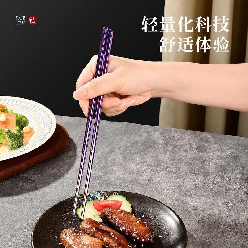 纯钛筷子高档家用吃饭餐具一人一筷分餐防霉高端筷家庭套装多色|undefined