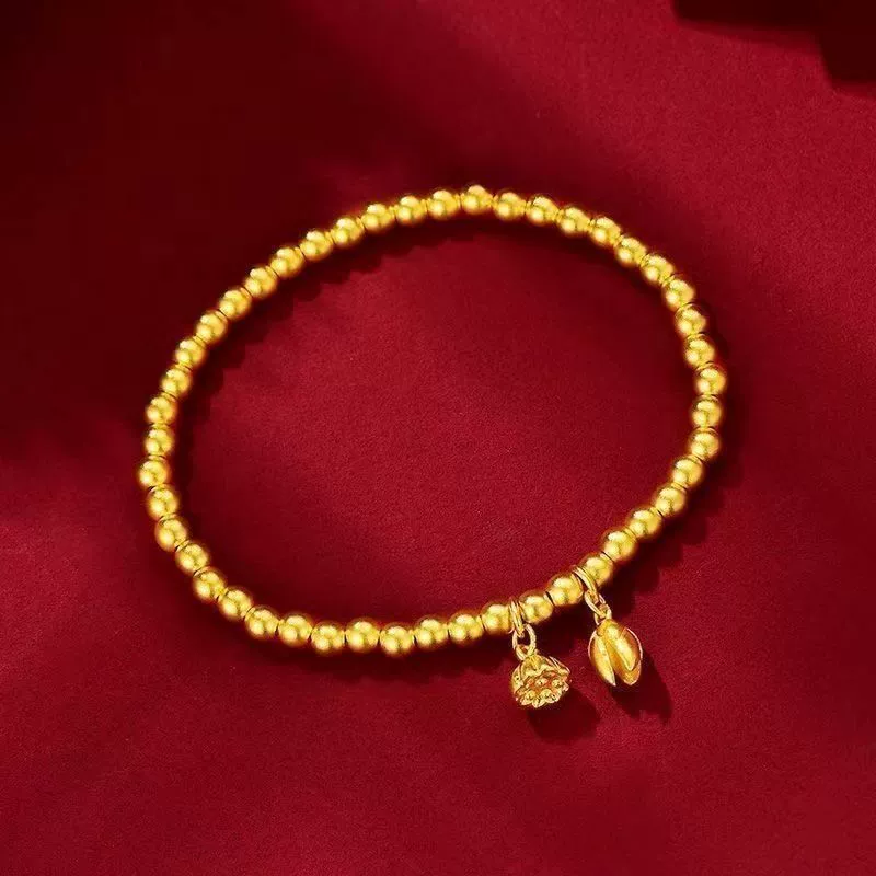 Новый подлинный золотой браслет с лотосом для женщин с золотым лотосом