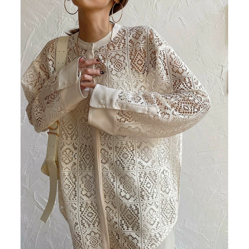 Новинка 2025 года в наличии: женская одежда в японском и корейском стиле, ажурный кардиган, кружевная блузка, топ, маленькая куртка