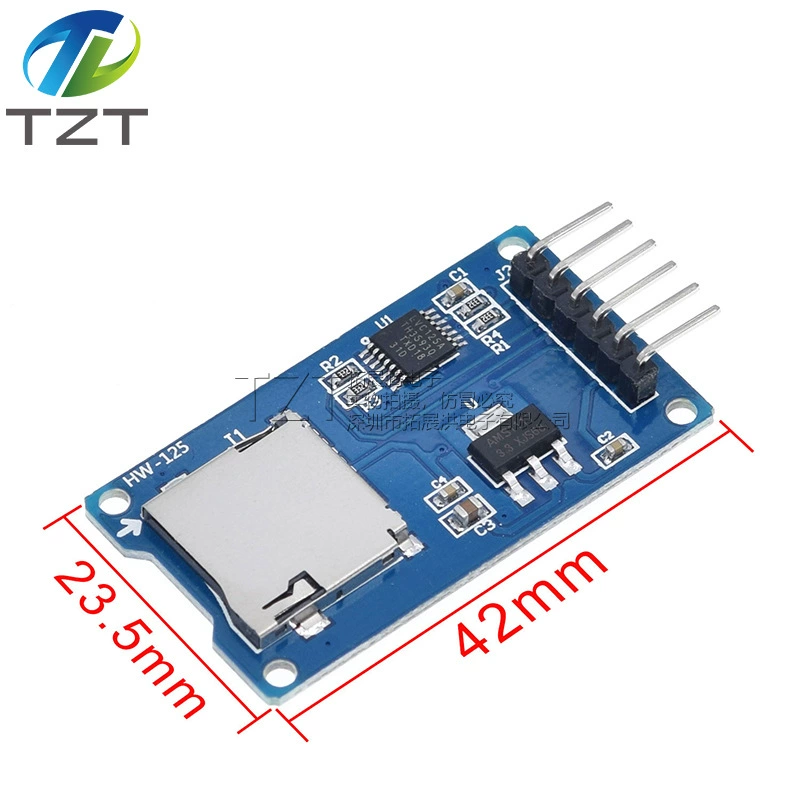 Модуль Micro SD (TF) карты для чтения/записи, интерфейс SPI с микросхемой преобразования уровней