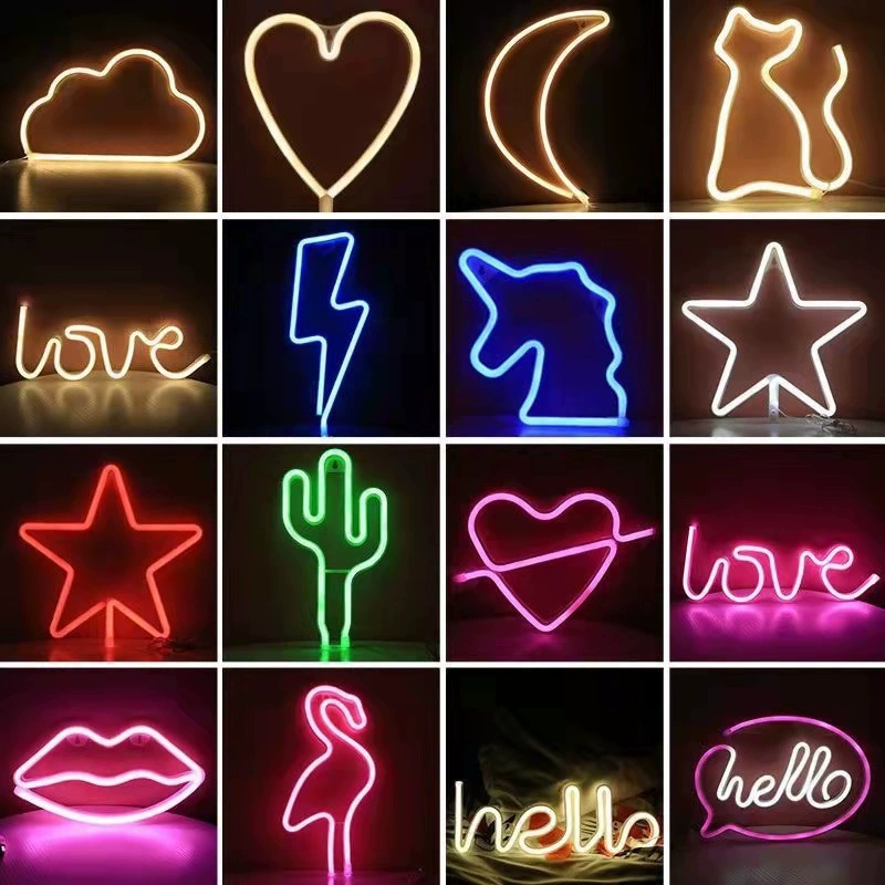 Светодиодные ночные прожекторы Love modeling lights, неоновые огни, освещение всего дома, кактусы, облака, луна, молния, неоновые огни