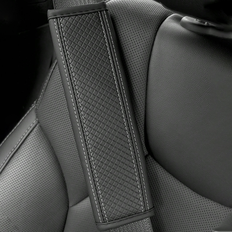 Leather Seatbelt Cover – Qìchē Seat belt shoulder pad - white